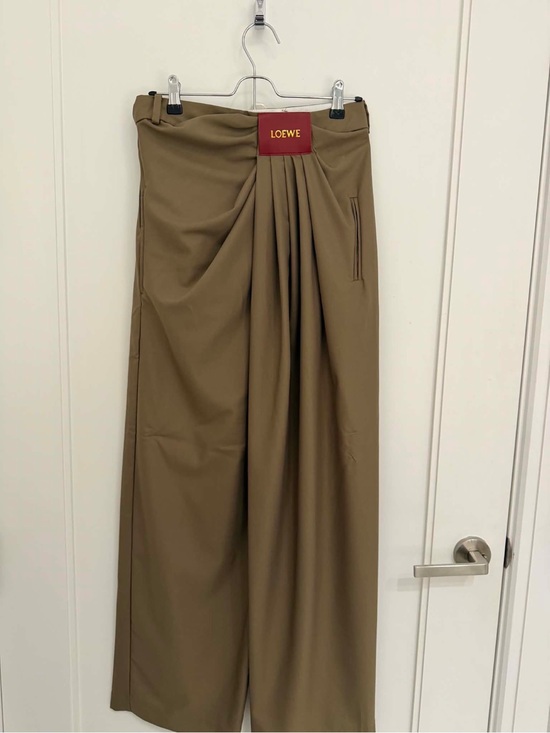 Loewe Pants - Loewe Khaki Wide-Leg Pleated Trousers